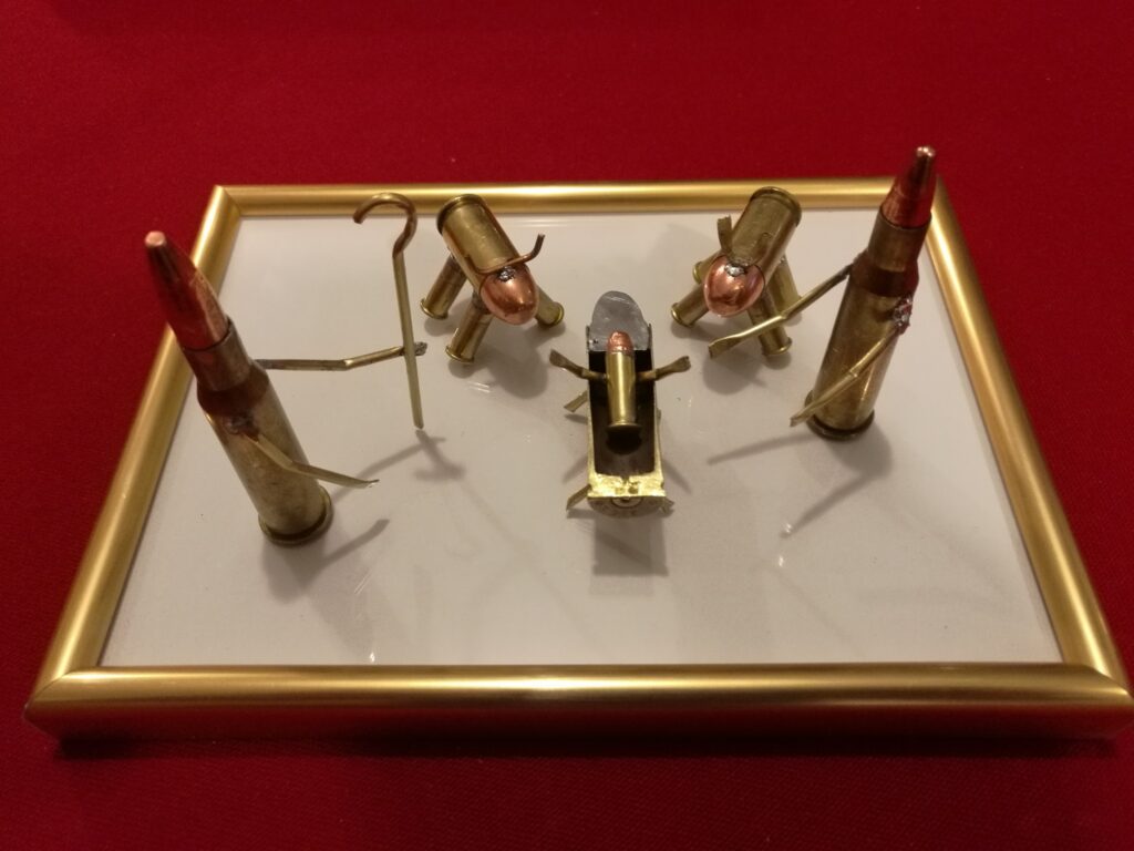 presepe realizzato con i bossoli